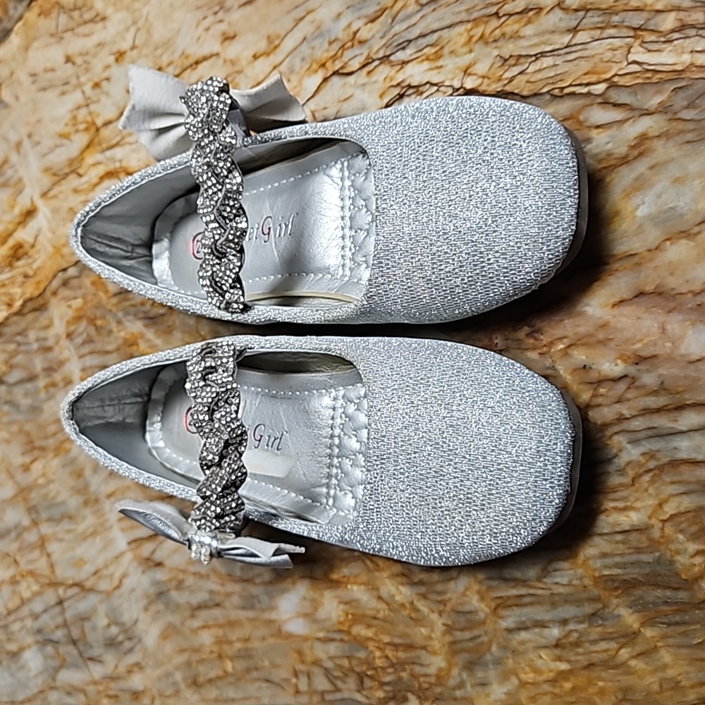 SWEET GIRL Silver Rhinestone Girls Ballet shoes - 26